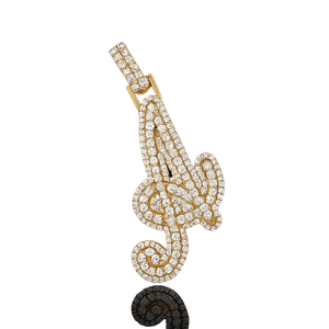 10KT Yellow <b>Gold</b> Diamond Initial A Pendant 1.89 TCW Letter A Pendant for Men & Women by H.A Impex - Product Image 2