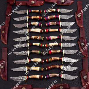 Cuchillo de Acero de Damasco Hecho a Mano de Alta Calidad, Afilado como una Navaja, 58 HRC, Profesional, para Uso Diario, Camping, Senderismo y Pesca, con Mango de Cuerno de Ciervo - Product Image 3