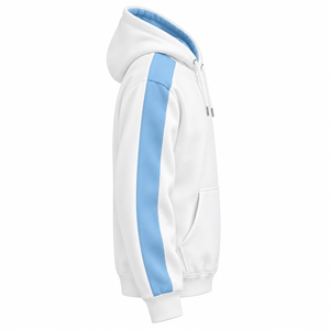 Custom Logo Printed Hoodie <b>Men's</b> <b>White</b> Blue Regular Sleeve Cotton French Terry Casual Autumn Waterproof Pocket Loose <b>Sweatshirt</b> - Product Image 6