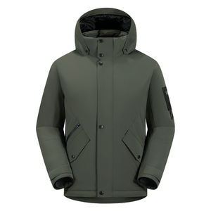 Men Winter <b>Hooded</b> Fleece <b>Jacket</b> Waterproof <b>Soft</b> <b>Shell</b> Light Weighted Premium Quality Breathable Plain Dyed Drop-Shoulder Hot - Product Image 3