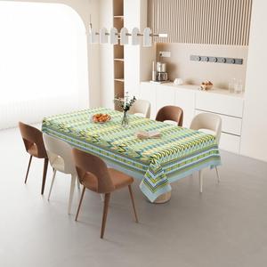 Hand Block Printed Geometric Cotton <b>Tablecloth</b> Rectangular Washable Eco-Friendly Reusable Custom for Home Wedding Banquet Party - Product Image 3