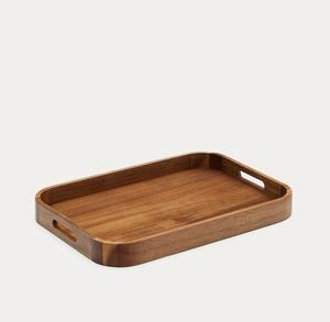 Plateau de service en bois d'acacia durable, fait main et personnalisable, finition laquée écologique, compatible lave-vaisselle et micro-ondes, design élégant - Product Image 1