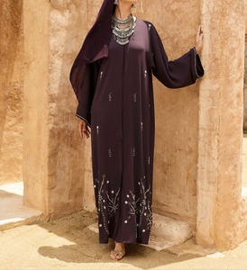 New 2026 Dubai Beautiful Black Traditional Islamic Women's Saudi Arabian <b>Abaya</b> Spring Polyester Breathable Ankle Length Muslim - Product Image 1