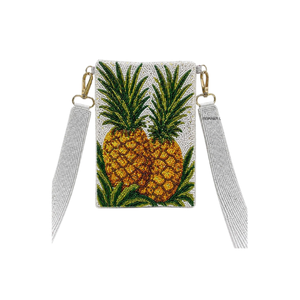 Sacs à bandoulière pour téléphone portable faits main, personnalisés, avec perles, motif ananas, pochettes pour téléphone portable faites à la main, personnalisées, avec perles. - Product Image 1