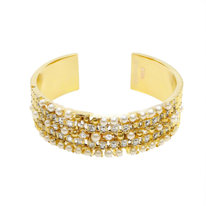 American Diamond Pearl Studded Stainless Steel Bangles - Product Image 2