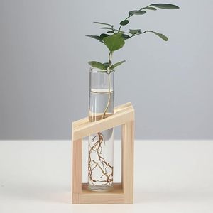 Maceta Moderna de Vidrio Estilo Art Deco con Base de Madera, Florero Hidropónico de Alta Calidad para Decoración de Plantas Verdes en Hogar u Oficina - Product Image 5