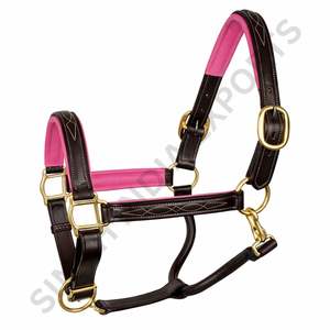 SIE Collier de tête pour cheval en cuir véritable, rembourré et réglable, avec surpiqûres décoratives durables et ferrures en laiton robustes - Product Image 4