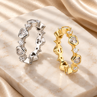 Heart 925 Sterling Silver Ring with Clear Heart Shaped Zircon and Round Four Prong Accents