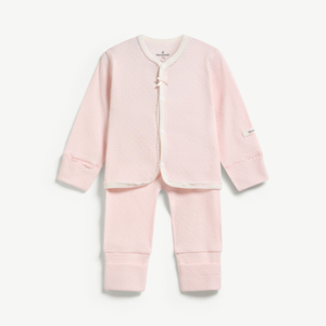 Ensemble 2 pièces pour bébé fille, manches longues, en modal et élasthanne, avec boutons-pression, pour nouveau-né, ODM Vietnam - Product Image 1