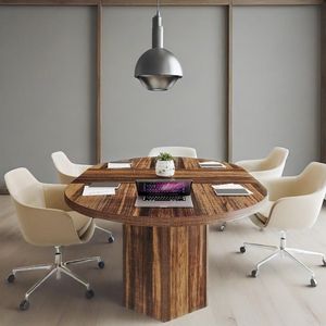 Tavolo da Conferenza Ovale in Legno Rustico da 55,12 Pollici per 4-6 Persone, Piccolo Tavolo Poligonale per Seminari - Product Image 2