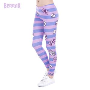 Offres Spéciales Mode Femmes Leggings Chatte Puissance Rayures Roses Impression Chats Fitness Legging Taille Haute Extensible Femme Pantalon - Product Image 2