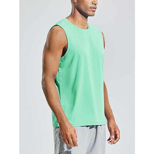 Men's <b>Mint</b> <b>Green</b> Sleeveless Tank <b>Top</b> O-Neck Solid Color Knitted Breathable Custom Logo Quick Dry Casual Wear - Product Image 6