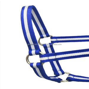 Premium Quality Dual Tone Comfortable Nylon Horse Halter with adjustable nickel or brass hardware custom sizes available - Product Image 1
