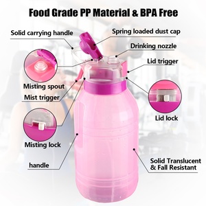 Bouteille d'eau à poignée manuelle sans BPA en plastique PP à double verrouillage écologique avec conception de brouillard et de pulvérisation pour une utilisation en salle de sport - Product Image 3