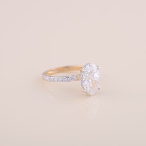 IGI Certified Oval Cut Lab Grown Diamond Engagement & Wedding Ring with Pavé Band in <b>Solid</b> 925 Sterling <b>Silver</b> - Product Image 6