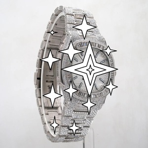 RUDRA JEWELS WATCHES นาฬิกาสแตนเลสสตีลหรูหรา โมอิสซาไนต์ กลไกจักรกล สปอร์ต สง่างาม วินเทจ คริสตัลโปร่งแสง 20 มม. - Product Image 2