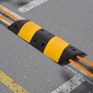 Rampa Dissuasore di Velocità in Gomma a 2 Canali, Capacità di Carico 40 Libbre/Assale, Protezione Cavi, Alta Adattabilità, Confezione da 2 Pezzi - Product Image 2