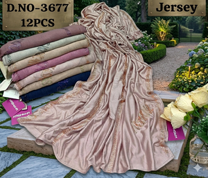 Conjunto de hiyab Kashkha Premium (12 piezas) - Tela elástica de alta calidad con elegante borde con cristales incrustados para un estilo modesto - Product Image 3