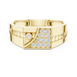 Bague pour homme en alliage de luxe, or rose, moissanite |   Bande de pavé carré en cluster |   Bijoux modernes plaqués rhodium - Product Image 6