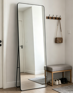 Miroir sur pied sans cadre en verre, design minimaliste fait main, pour usage domestique et dressing de mariage - Product Image 5