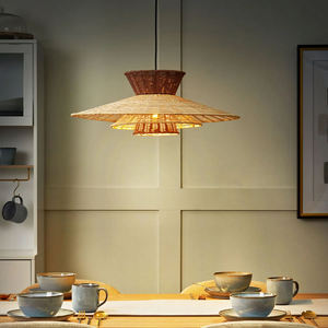 Premium Natural Rattan Open Weave Pendant <b>Light</b> Shade Handmade <b>Wicker</b> Semi Sphere Lampshade Decorative <b>Ceiling</b> Cover Dining - Product Image 4