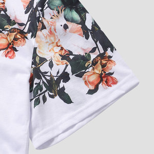 Men's <b>White</b> Floral Print Short Sleeve T-Shirt O-Neck Regular Fit Casual Jersey Cotton Breathable Summer <b>Tee</b> - Product Image 6