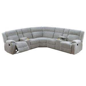 โซฟาปรับเอนแบบ Power Motion รุ่น Recliner ทำจากวัสดุผ้ากำมะหยี่คล้ายขนสัตว์สีเทา - Product Image 2