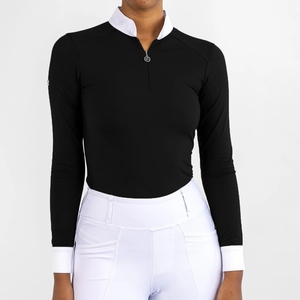 High Quality 4way Stretch Horse Riding Equestrian Shirt Top <b>Base</b> <b>Layer</b> Competition Show Shirt Polo Soft Feel Nylon Spandex - Product Image 1