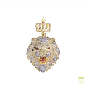 จี้รูปสิงโตมงกุฎประดับเพชรโมอิสซาไนต์ VVS เงินแท้ 925 สไตล์ฮิปฮอป - Product Image 6