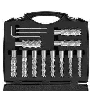 Set di 13 Frese Anulari con Attacco Weldon per Trapani a Base Magnetica M2AL HSS 2 P, Diametro di Taglio 7/16\"-1 1/16\", Taglio 2\" - Product Image 1