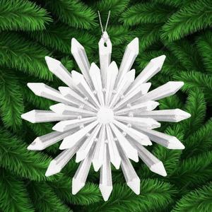 Décoration de Noël et du Nouvel An en gros, décoration d'hiver, peinture argentée mate, paillettes blanches, acrylique, 3 couches, garniture, flocon de neige - Product Image 6