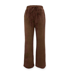 Pantalones de salón de terciopelo de lujo con cintura elástica de alta calidad para mujer 255Gsm pantalones de pierna ancha de estilo informal cómodo de invierno - Product Image 5