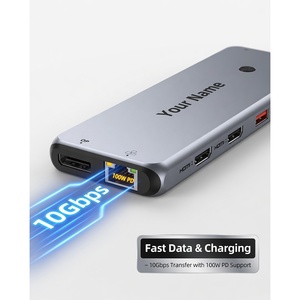 LIONWEI 13-in-1 USB C Docking Station ขายส่งฮับเชื่อมต่อจอแสดงผลสามจอพร้อมพอร์ต HDMI VGA Ethernet คู่ และพอร์ต USB 8 พอร์ตสำหรับแล็ปท็อป - Product Image 1