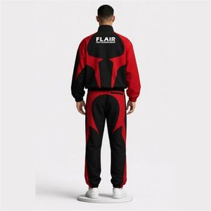 Heavyweight 400gsm Tracksuit Men Cyberpunk Streetwear <b>Star</b> Paneled Contrast Fleece Zip Up <b>Jacket</b> and Jogger Two Piece Set - Product Image 5