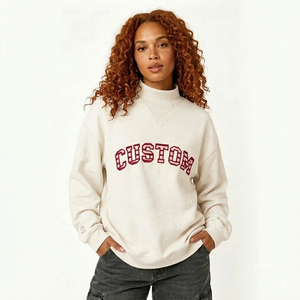 Sudadera de Lujo para Mujer, Oversize, Cuello Alto Simulado, Diseño Minimalista, Ajuste Cómodo, Colección Casual, Proveedor Mayorista de Fábrica - Product Image 1