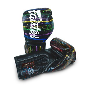 คอลเลคชั่นงานศิลปะดีไซน์ล่าสุด ลายหยดสี ถุงมือ Fairtex รุ่นใหม่ ถุงมือคิกบ็อกซิ่งระดับมืออาชีพ หนังแท้ 100% - Product Image 5