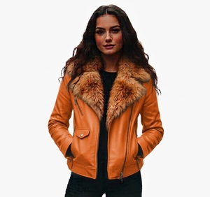 Winter New Style Wholesale Regular Length Warm Fluffy Luxury Fur Collar Genuine Sheepskin Shearling Coat for <b>Women</b> - Product Image 4