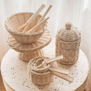 Rattan kids role play kitchen utensil set baking <b>tool</b> for baby high quality miniature bakeware - Product Image 1