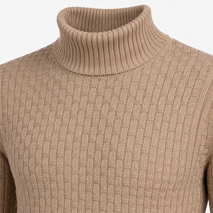 Pull à col roulé tricoté pour homme, couleur unie, manches longues, épaisseur standard, automne - Product Image 5