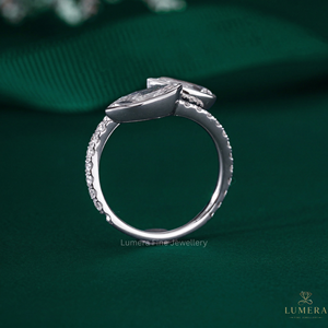 Anillo de compromiso con diamantes en forma de pera y redondos, color E, VVS, en oro de 9k, 10k, 14k, 18k, anillo de boda, joyería fina de primera calidad, regalo para ella. - Product Image 2
