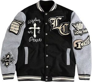 Veste d'hiver confortable pour homme, style Letterman, col montant, logo sur le devant, coupe-vent, haute qualité, écologique, à prix raisonnable - Product Image 1