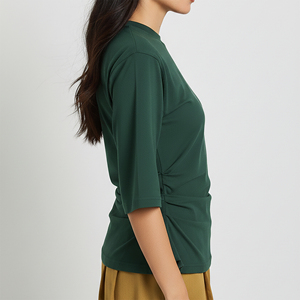 T-shirt pour femme en jersey 100% coton de haute qualité, léger, avec logo imprimé personnalisé, vêtement décontracté, couleur unie - Product Image 5