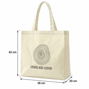 Bolsa de Compras de Lona de Algodón Off-White de 305 GSM, 38x42x20 cm, Asa Larga, Bolsillo Interior Impreso, Logotipo Personalizado, Venta al Por Mayor, OEM, ODM - Product Image 6