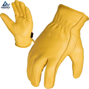 Lightweight Reusable Ergonomic Elastic Wrist For Industrial Comfort Durable Yellow Genuine Leather Safety Driver <b>Gloves</b> - Product Image 2