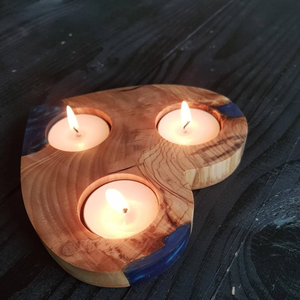 Portavelas de Resina Geométrica y Madera de Olivo, de Lujo, Hecho a Mano, Decoración para el Hogar, Regalos de Boda y Navidad - Product Image 2