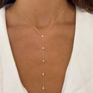 Collar Lariat con Diamantes Cultivados en Laboratorio de Múltiples Formas, Cadena Y Flotante de Oro Sólido de 10K, 14K, 18K, Precio de Fábrica al por Mayor B2B OEM - Product Image 2