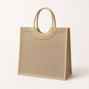 กระเป๋าโท้ทผ้ากระสอบเคลือบลามิเนตขายส่ง ขนาด 35x32x15 ซม. หูหิ้วผ้าฝ้าย รับทำโลโก้ตามสั่ง สำหรับชายหาด ช้อปปิ้ง รับผลิตแบบ OEM ODM แบรนด์ส่วนตัว B2B - Product Image 6