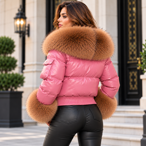 Damen-Lederjacke im Puffer-Stil, Winter-Eleganz mit Reißverschluss-Design, Premium-Qualität - Product Image 3
