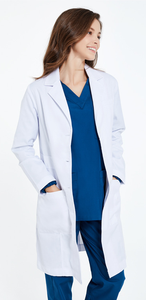 Bata de Laboratorio Unisex Blanca Tejida, 65% Poliéster, con 3 Bolsillos, Cierre a Presión, Detección de Agujas, Uniforme de Hospital, Bata Médica - Product Image 3