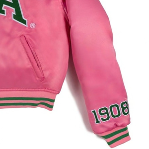 To Be An Pink <b>Vintage</b> <b>Bomber</b> <b>Jacket</b> Women Casual Retro Varsity Outerwear Lightweight Streetwear Zip Up Fashion Coat - Product Image 3